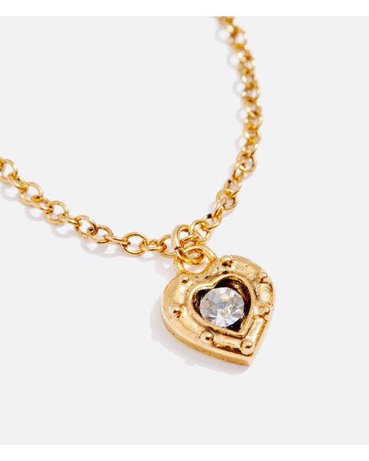 Lovard Metallic Mini Rhinestone Heart Necklace