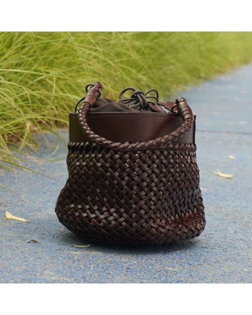 Rimini Black Hand Weaving Leather Shoulder Bag