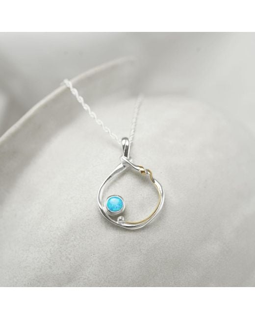 Isla Silver Metallic Handmade Opal Organic Circle Necklace