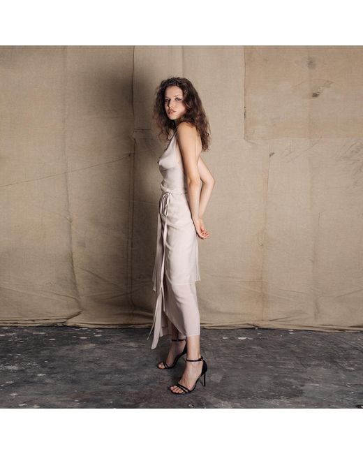Bianca Popp Natural Neutrals Asymmetrical Collar Bareback Dress