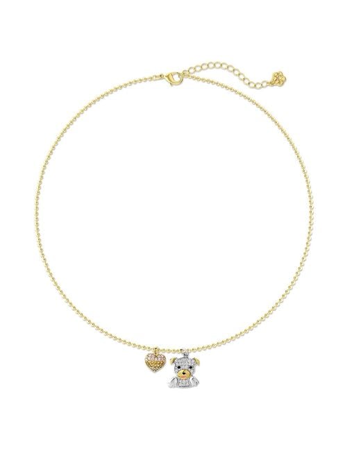 Cloud Haven Metallic Cz Pittie & Heart Pendant Necklace