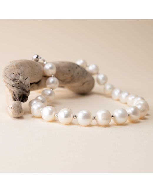 Silver Moon Metallic Sterling Necklace With Pearls