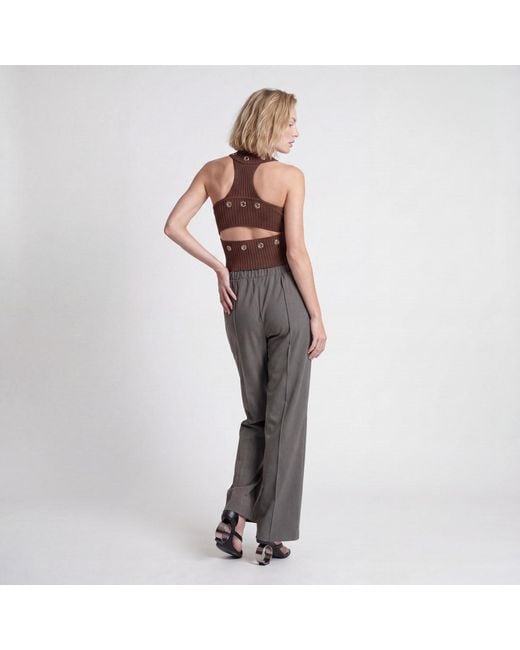 Modenaire Gray Wide Leg Trousers Relaxed Form