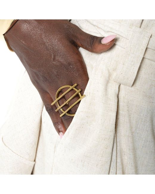 Metamorph White Neutrals Paperbag High Waist Trousers With Linen