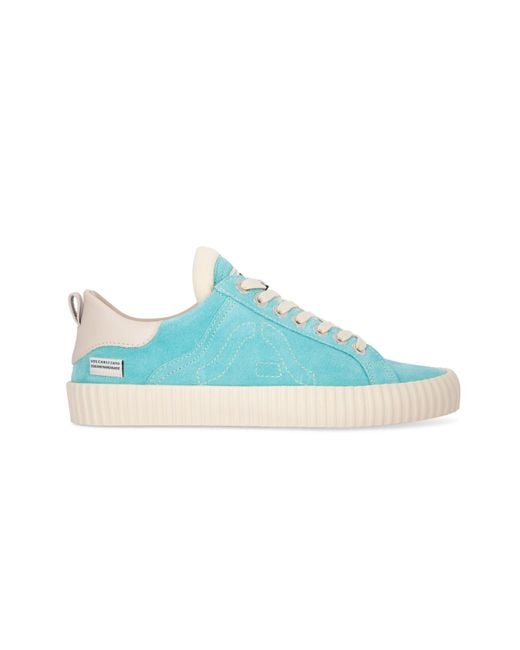 Springa | Unique Vulcanized Sneakers Italian Handmade Blue Wavy Suede Sneakers for men