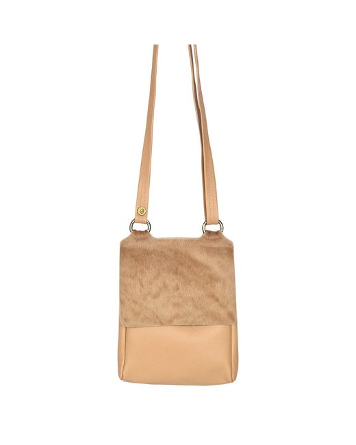 Owen Barry Metallic Neutrals Cowhide Crossbody Bag Cappa Tan Biscotti Flora