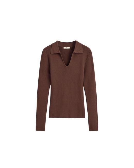 Victoria Paulsen Brown Samantha Long Sleeve Knit Polo