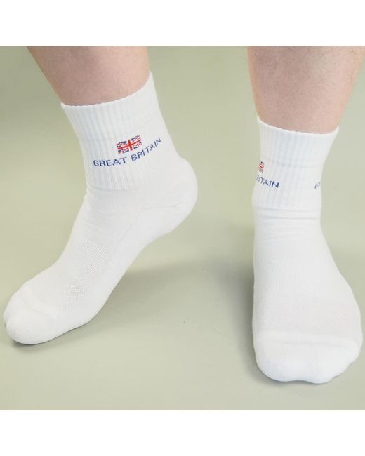 Peper Harow - Made in England White Olympics Recycled Sport Socks – Two Pair Bundle for men