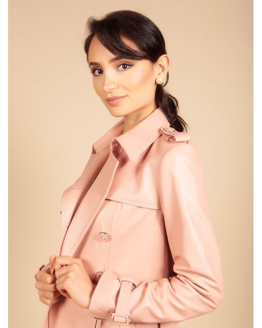Santinni Pink 'Belle Du Jour' 100% Leather Trench Coat