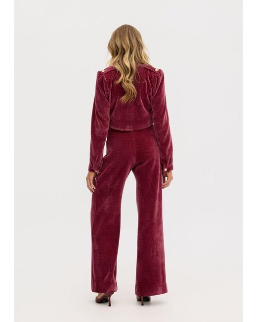 Why Mary Red Odessa Stretch Corduroy High Waisted Pants