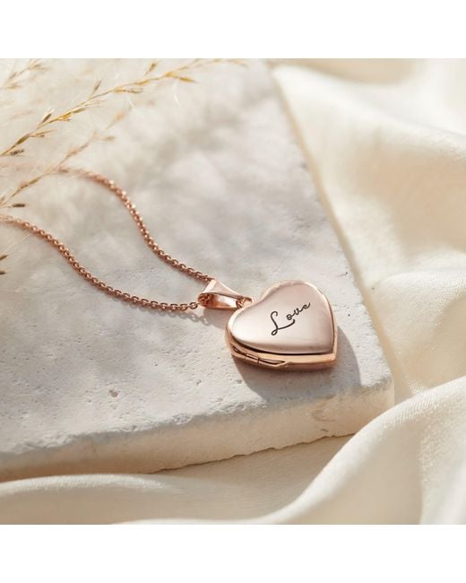 Posh Totty Designs Pink Rose Gold Plated Script 'love' Heart Locket Necklace