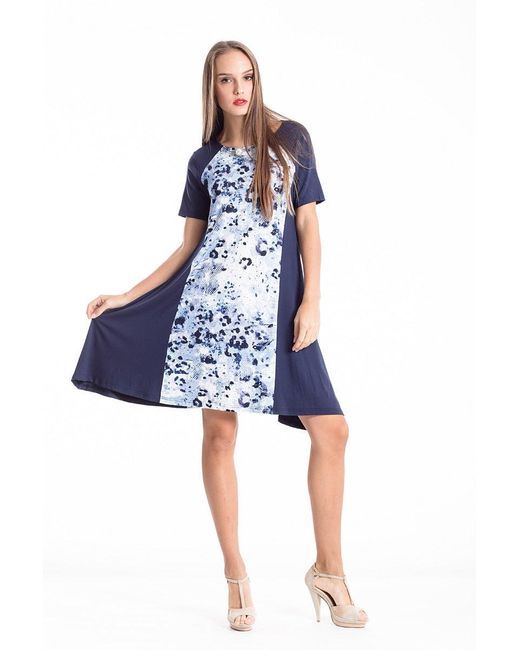 Conquista Blue Animal Print Detail Dress