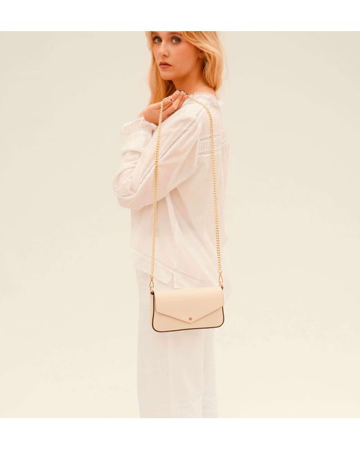 Apatchy London Metallic Neutrals The Munro Stone Leather Shoulder Bag