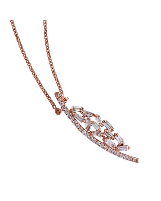 Artisan White Rose Diamond Baguette Curve Pendant Necklace