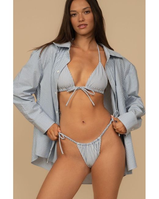 Montce Blue Classic Stripe Boyfriend Button-Down Shirt