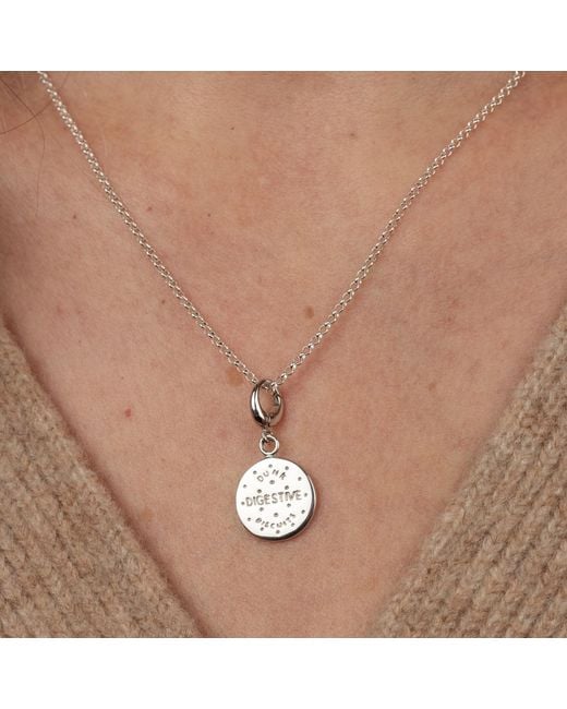 Lily Charmed Metallic Sterling Digestive Biscuit Charm Necklace