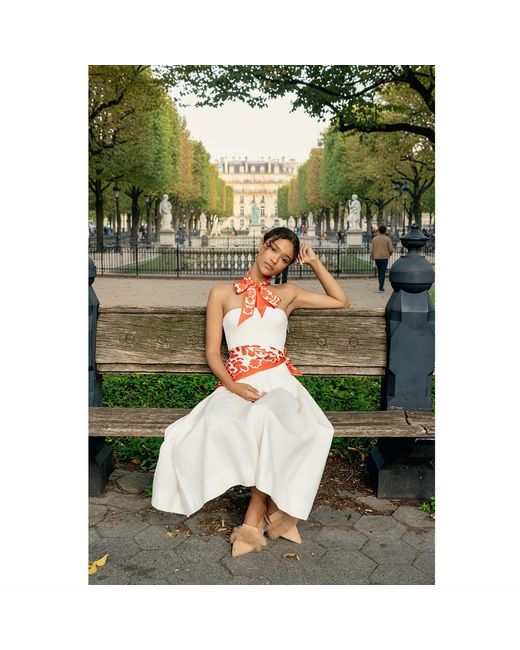 Jessie Zhao New York Red Double Sided Silk Scarf Blessing
