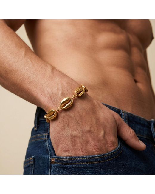 Jaredjamin Metallic Bel Mare Cowrie Seashell Bracelet for men