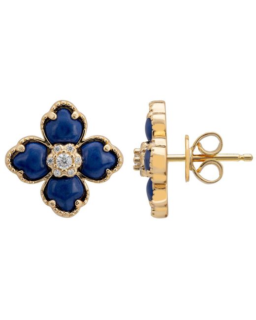 Latelita London Blue Flower Clover Lapis Lazuli Stud Earrings