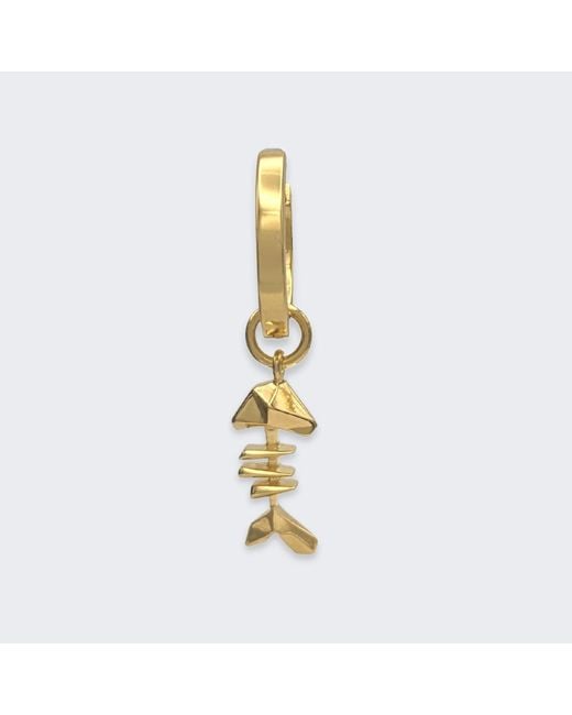 Frenvyrn Metallic Mars 18K Vermeil Fish Bone Huggie Hoop Earring Single for men