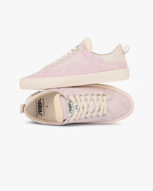 Springa | Unique Vulcanized Sneakers Italian Handmade Pink Wavy Suede Sneakers for men