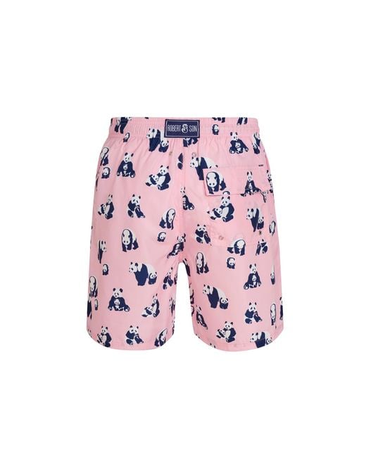 Robert & Son Pink Panda Swim Shorts for men
