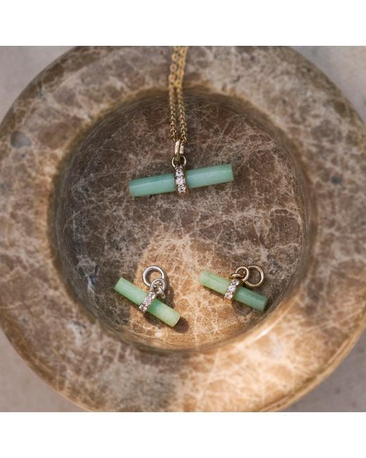 Zohreh Green Chrysoprase T-Bar Pendant 9K
