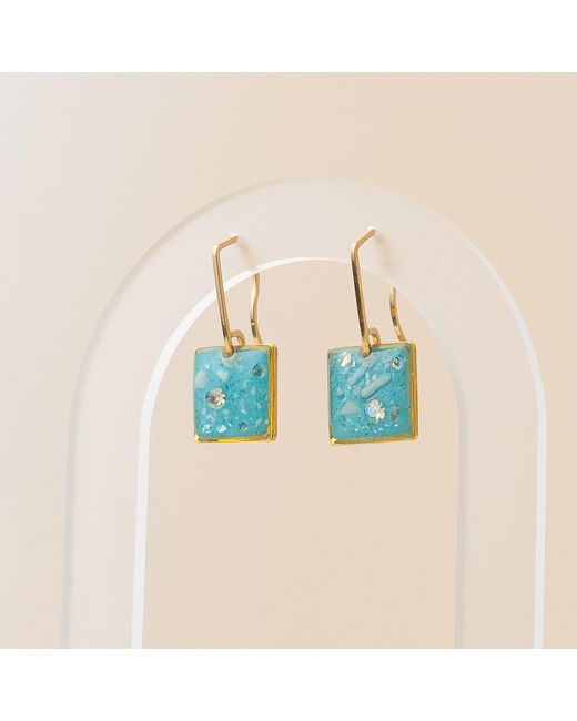 Kate Koel Blue Ocean Square Dangle Earrings