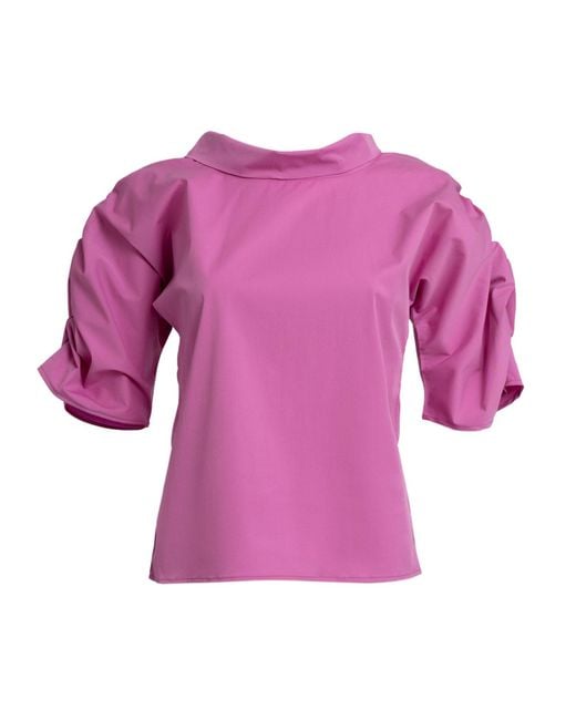 Bianca Popp Purple Puff Blouse With Collar