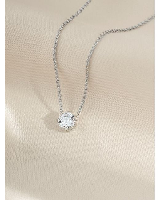 Diamonbliss Metallic Embellished With Swarovski Plated Round Cut Solitaire Pendant Necklace, One Carat