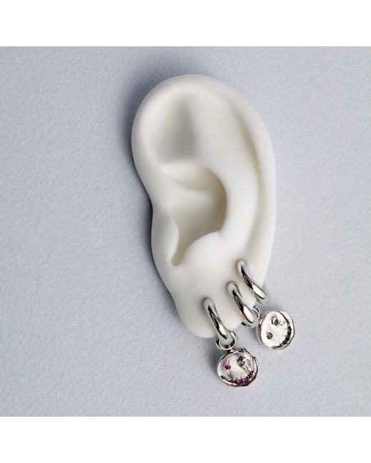 Kasun White Smile Hoop Earrings – February – Amethyst –