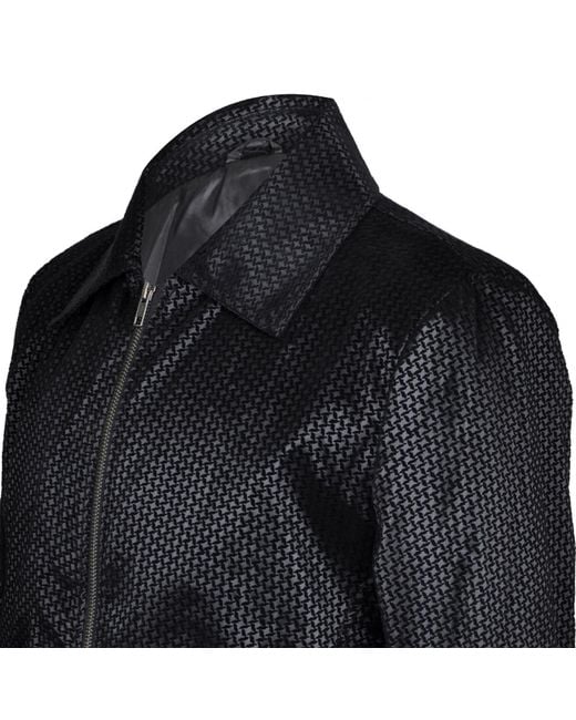 DAVID WEJ Black Washington Aviator Jacquard Jacket for men