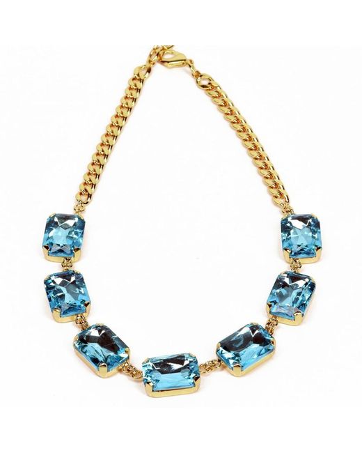 Addicted Blue Pax Plated Necklace With Light Crystals