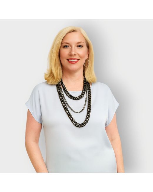 Sylvia Piechulla Metallic Chunky 3-Tier Aluminium Metal Chain Necklace