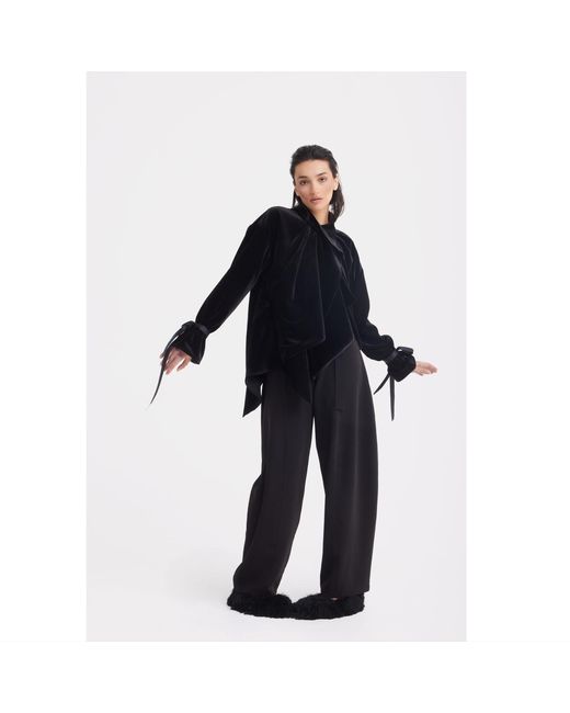 Julia Allert Black Evening Velvet Wrap Jacket With Silk Lining