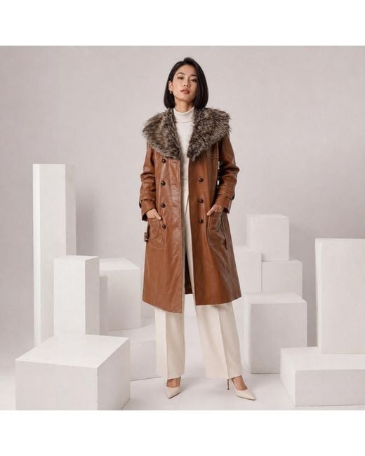 Zasta Studio Brown Royal Julep Long Leather Coat