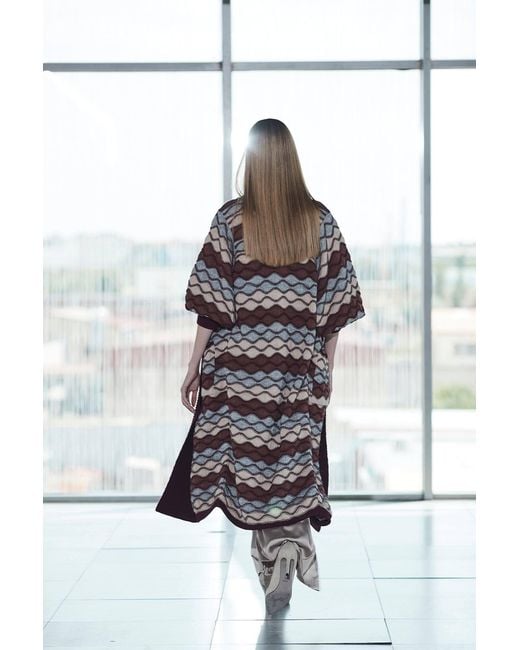 The Extreme Collection Red Long Wave Cardigan With Organic Wool And Alpaca Henriette