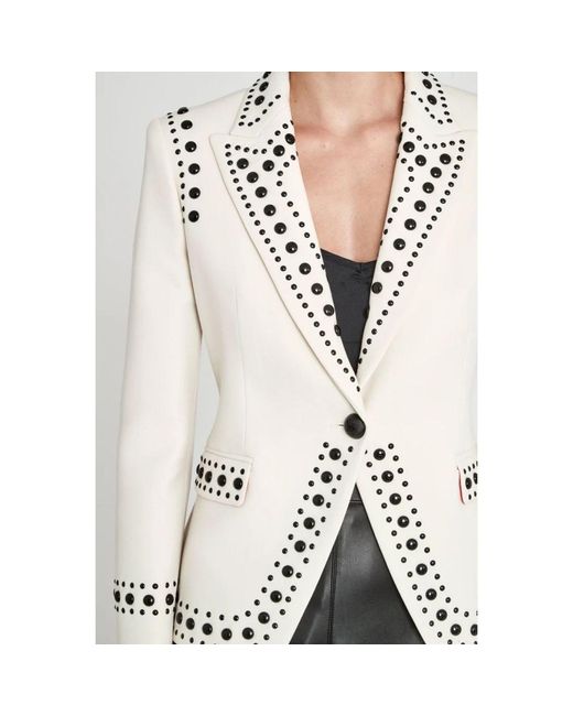 The Extreme Collection White Neutrals Blazer With Bold Stud Accents Rock Star