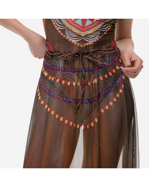 Rodasoleil Smart Swimwear Brown Tan-Through Mesh Lightweight Beach Skirt Africa