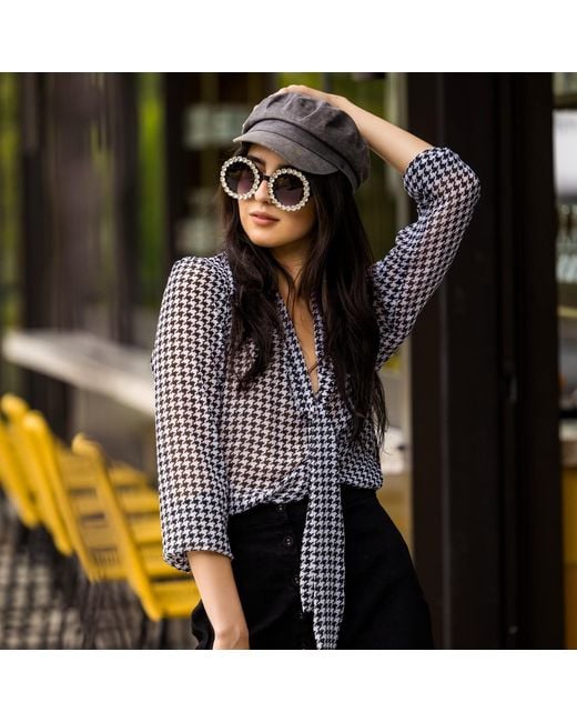 Jennafer Grace Gray Mod Tie Front Blouse