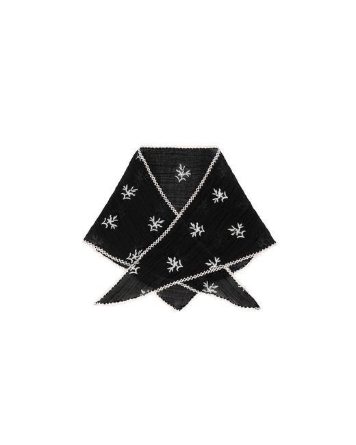 Saachi Black Embroidered Gauze Bandana