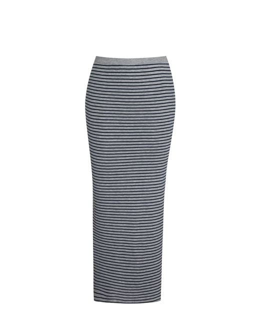 Miss Circle New York Gray Westlyn & Lyocell Jersey Striped Midi Skirt