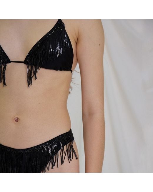 Aulala Paris Black The Midnight Fringe Sequin Bikini