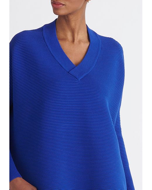 Paisie Blue V-Neck Ribbed Jumper