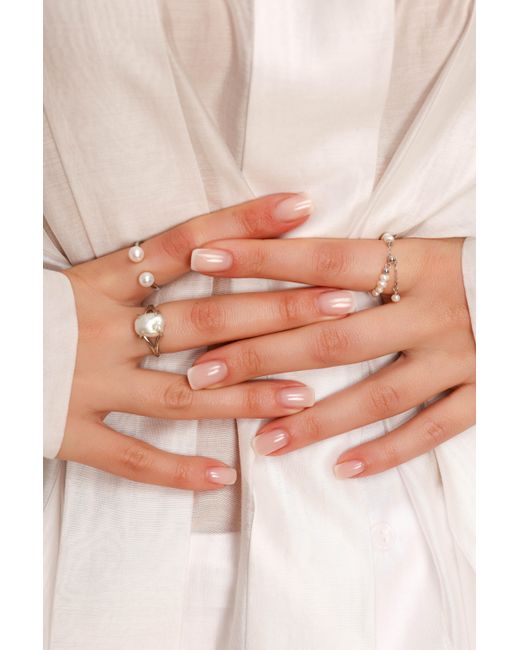 Pearl Code White Ivory Double Pearl Cocktail Ring