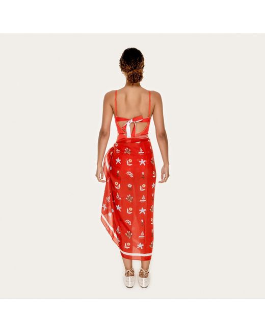 Jessie Zhao New York Red Beach Sarong Wrap Tides