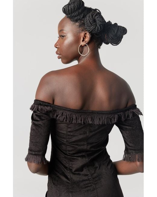 Why Mary Blue Raise The Bar Boat Neck Velvet Dress