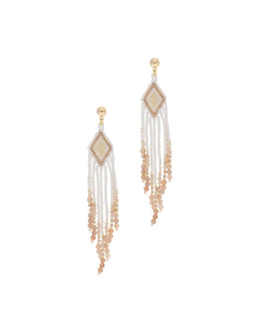 Saachi White Diamond Beaded Dangle Earrings