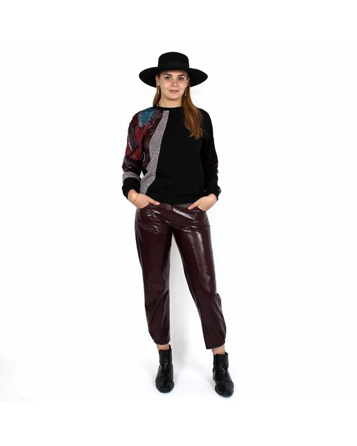 Lalipop Design Black Raglan Sweatshirt With Fabric Patches