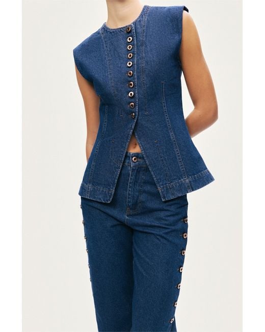 Nocturne Blue Button-Front Denim Vest